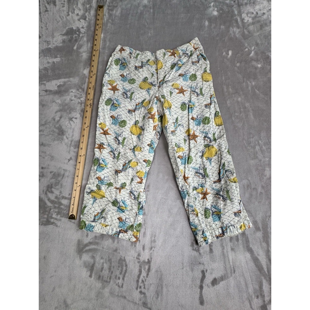 Liz Claiborne Multicolor Cropped Capri Pants Shells In Net Ocean Sz 8 Cotton
